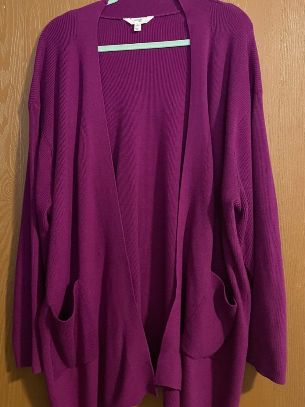 Terra & Sky Open-Front Cardigan in Deep Plum